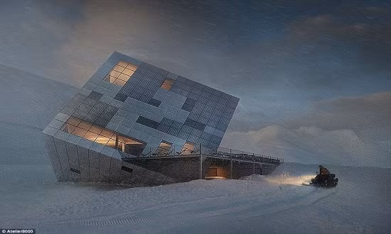 Ngôi nhà Kežmarské được làm bằng nhôm, kính và tấm pin mặt trời, với kiến ​​trúc xây dựng bền vững, bên ngoài trông giống như một món đồ chơi tuyết, thiết kế đầy sáng tạo.