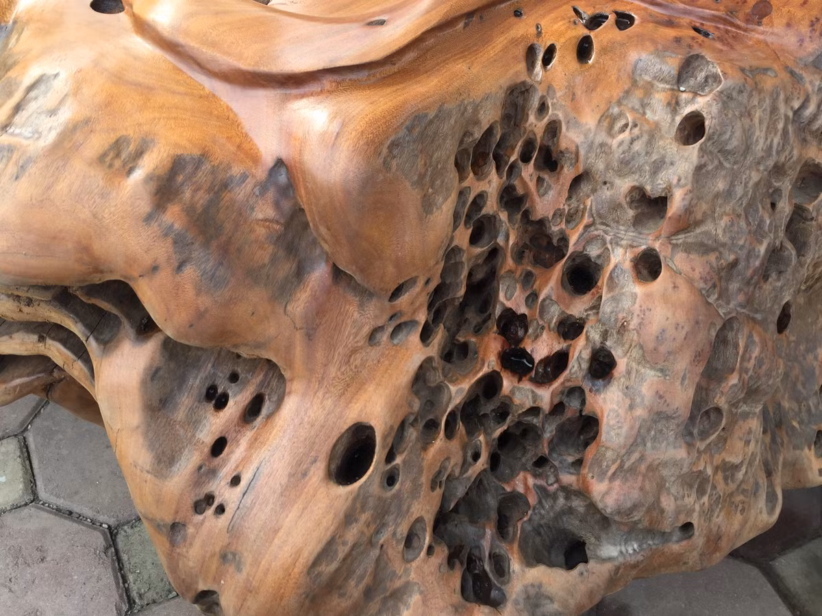 "Họa tiết" tự nhiên tạo nên điểm nhấn cho bộ bàn ghế.