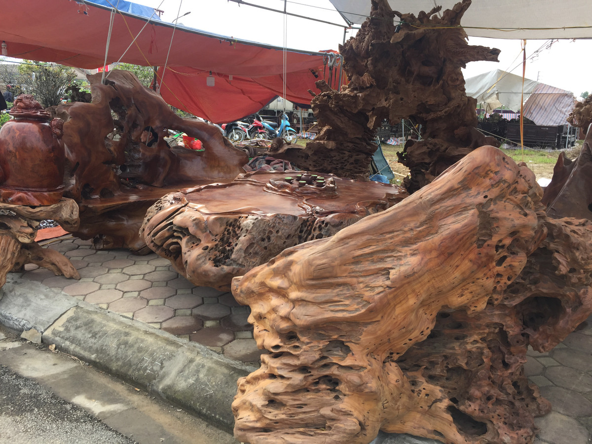 Bộ bàn ghế gỗ lũa tự nhiên quý hiếm của vị chủ nhân ở Lương Sơn, Hòa Bình được định giá lên đến cả tỷ đồng. Bộ tuyệt tác này gây ấn tượng bởi độ to khủng của các món đồ và đặc biệt là tất cả đều rất tự nhiên, ít có sự can thiệp của bàn tay con người.