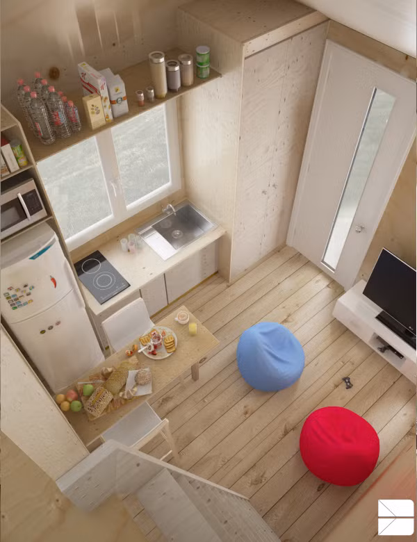 Nội thất thông minh cũng là lựa chọn không thể bỏ qua trong thiết kế chung cư 20m2 vừa đẹp vừa sang. Ảnh: ome-designing.