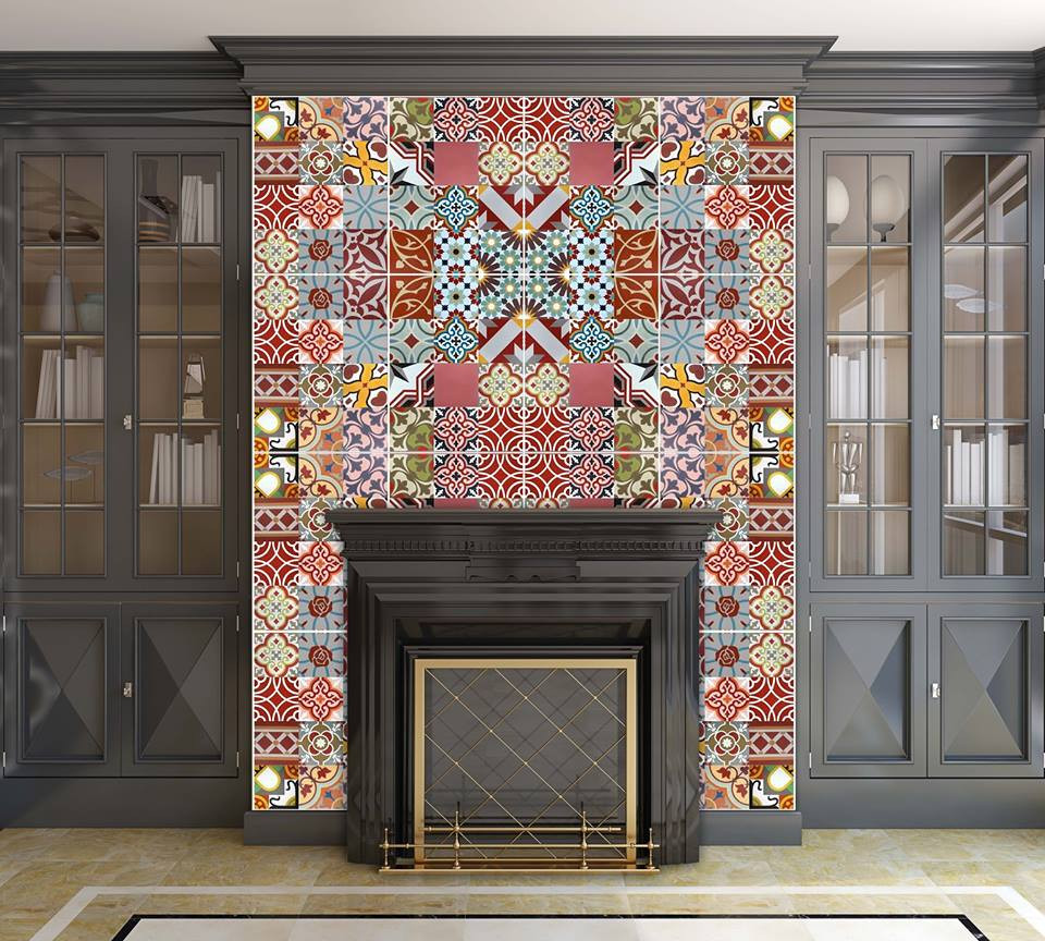 Giấy dán tường gạch bông có thể giúp bạn trang trí cho khoảng tường trống hoặc làm mới những bức tường mà không phải tốn quá nhiều chi phí. Ảnh: Gachthanhly.