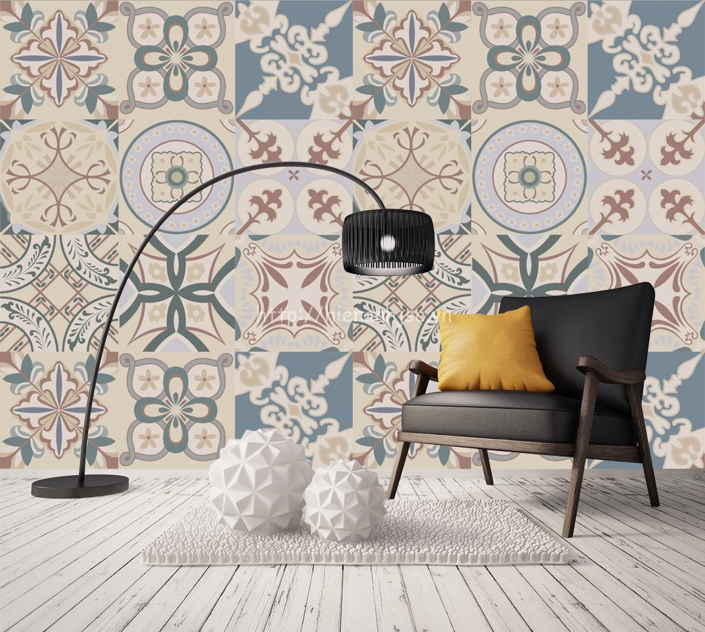 Với giấy dán tường họa tiết gạch bông đẹp mắt, bạn có thể sử dụng ở bất kỳ đâu trong ngôi nhà của mình như phòng khách, phòng tắm hay phòng bếp. Ảnh: Sangovungtau.