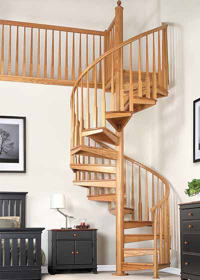 Cầu thang xoắn ốc giúp tiết kiệm diện tích và giúp các luồng khí di chuyển dễ dàng hơn. Ảnh: Cauthang.