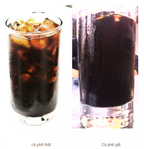 Những ai thường xuyên uống cà phê đen hãy quan sát màu sắc của ly cà phê. Với ly cà phê có màu đen thui đen thui do chất tạo màu tạo nên.