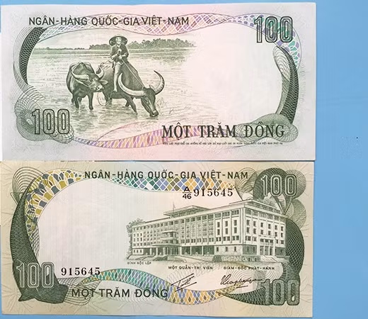 Trước đó, nhiều tờ tiền giấy in hình con giáp cũng rất được ưa chuộng dùng làm kỉ niệm, tặng nhau cũng rất ý nghĩa. Trong ảnh là tờ tiền 100 đồng in hình con trâu dân dã. Ảnh: Thegioitien.