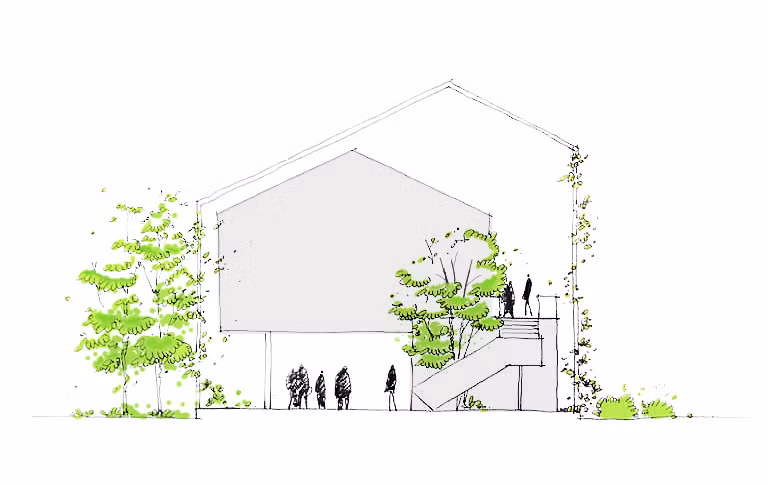 Mặt cắt đứng của ngôi nhà.