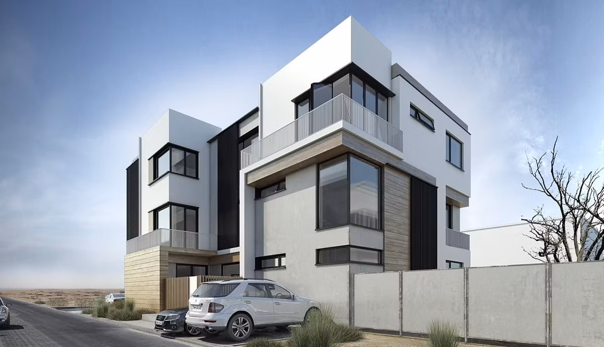 Nhìn tổng thể bên ngoài, căn biệt thự 4 tầng này vô cùng trang nhã với khoảng không gian để ô tô rộng rãi cùng thiết kế độc đáo. (Ảnh Leqbart)