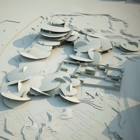 Bảo tàng Nghệ thuật Hồi giáo Doha, Qatar. Thiết kế phức tạp của bảo tàng này khiến bạn nhầm với nghệ thuật gấp giấy của Nhật Bản nếu đến gần, nhìn xa thì giống như một đóa hoa trắng.