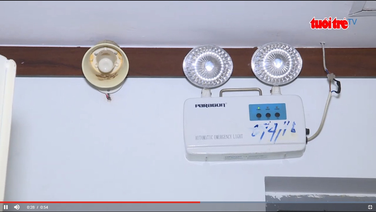 Công trình này chưa thực hiện bảo dưỡng, bảo trì hệ thống kỹ thuật PCCC định kỳ theo quy định; Ảnh chụp màn hình: Tuổi trẻ TV.