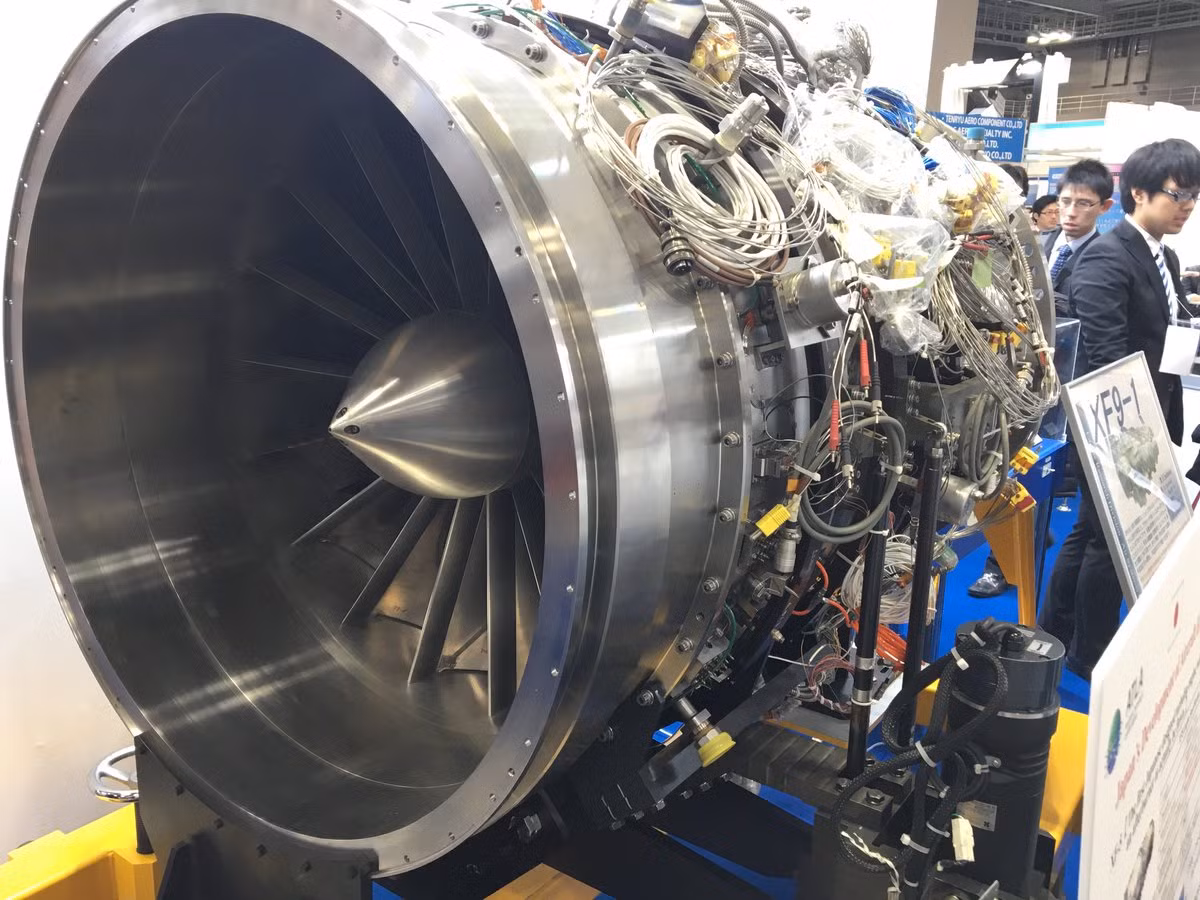 Mô hình kích thước thật động cơ turbofan XF9 được Nhật Bản phát triển cho dòng máy bay tuần tra biển P-1. Nguồn ảnh: Bmpd
