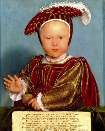 Bức chân dung khắc họa dung mạo Vua Edward VI (1537 - 1553) - con trai của vua Henry VIII của Anh - khi lên 2 tuổi. Ngay từ khi còn nhỏ, Vua Edward VI - thành viên hoàng gia Anh đã nổi bật khi mặc trang phục sành điệu, toát lên khí chất vương giả.