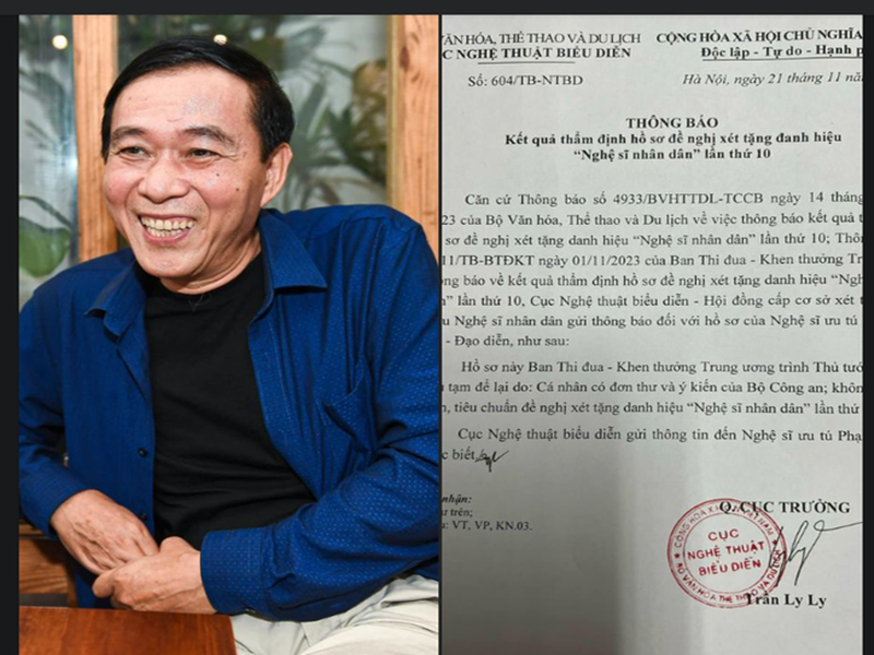 Thông tin NSƯT Đỗ Kỷ trượt xét danh hiệu NSND đang nhận được sự quan tâm của nhiều khán giả. Chia sẻ trên trang cá nhân, ông cho biết, ngày vào ngày 21/11, ông nhận được văn bản do Quyền Cục trưởng Cục Nghệ thuật biểu diễn Trần Ly Ly ký, thông báo về việc hồ sơ xin xét tặng danh hiệu NSND của ông bị dừng lại do có đơn thư khiếu nại và có ý kiến của Bộ Công an. Ảnh: Dân Việt.