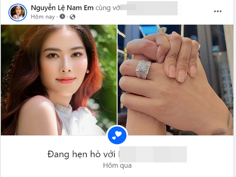 Do công việc hiện tại rất bận, bạn trai Nam Em giao lại cho học trò để đồng hành cùng người đẹp. Có thể thấy, Nam Em được bạn mới hết mực yêu thương, chiều chuộng. Ảnh: FBNV.