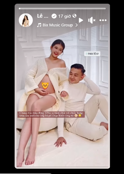 Ngân Anh mặc gợi cảm chụp ảnh bầu cùng chồng.