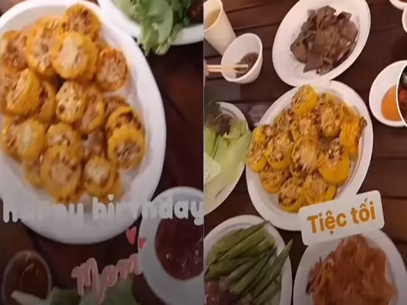 Puka không lộ diện trong tiệc sinh nhật. Tuy nhiên, cô khoe ăn tối có những món ăn và cách bài trí y hệt với bữa tiệc của gia đình Gin Tuấn Kiệt. Ảnh: Gia Đình Việt Nam.