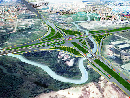 Phối cảnh cầu vượt và hầm chui nút giao vang xoay Mỹ Thuỷ