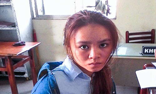 Nữ quái Ngô Thị Thu Nhịp tại cơ quan điều tra.