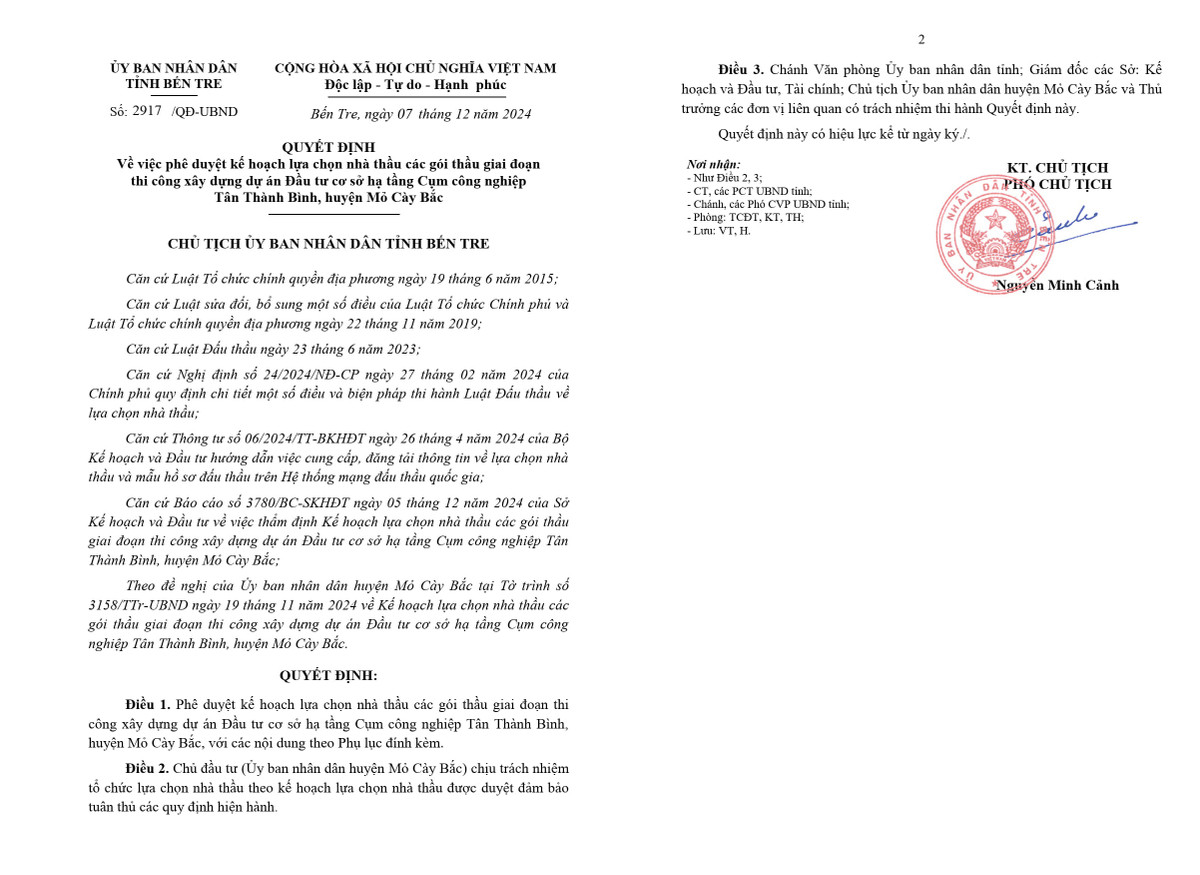 Bến Tre: Cty Hữu Thịnh ngược dòng thắng gói thầu trên 30 tỷ Ben Tre: Cty Huu Thinh nguoc dong thang goi thau tren 30 ty