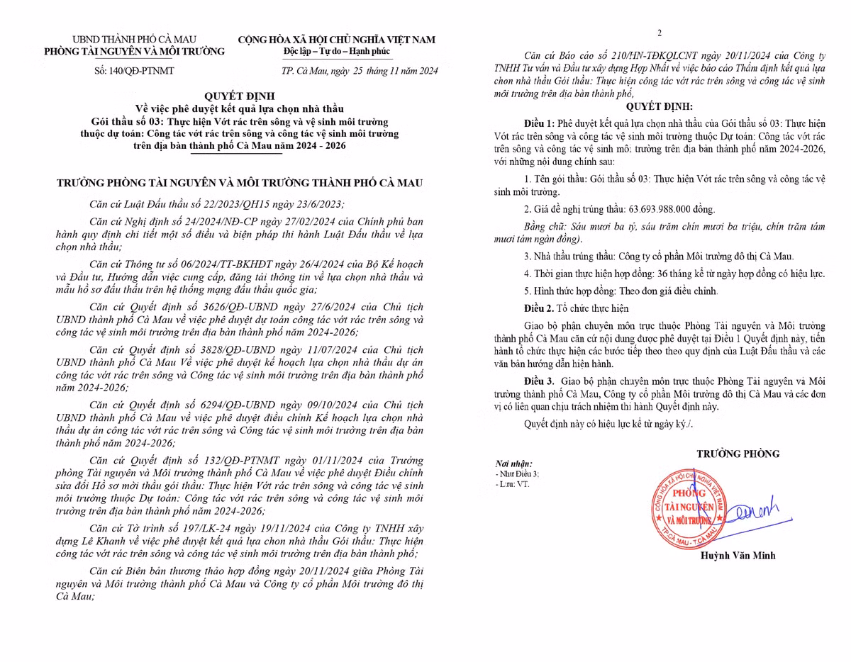 Cty CP Moi truong Do thi Ca Mau mot minh ve dich goi thau hon 54 ty-Hinh-4