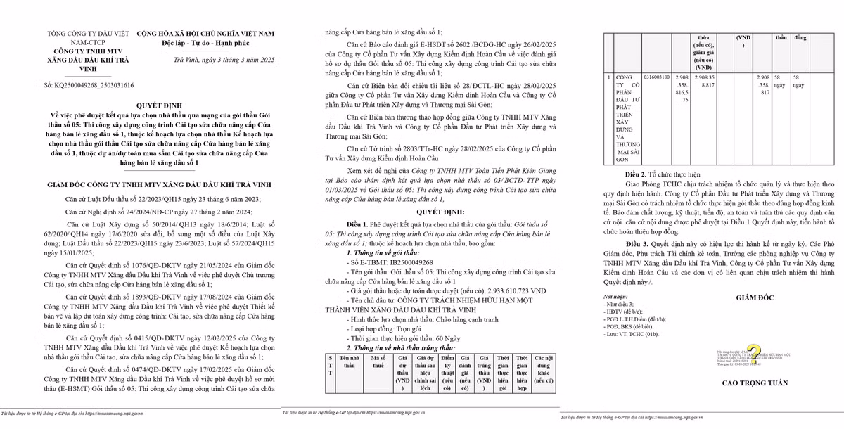 Tra Vinh: Ai thi cong goi thau sua chua cua hang ban le xang dau so 1?