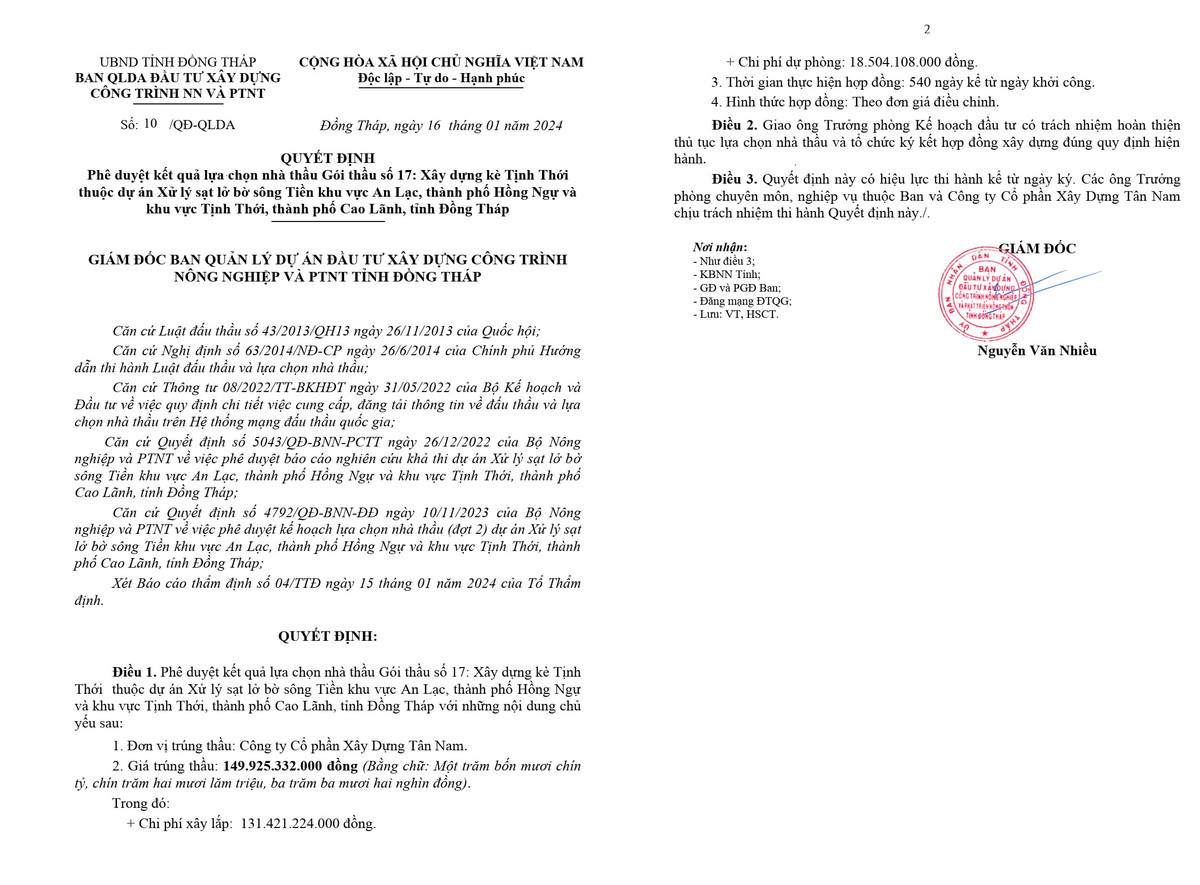 Bạc Liêu: Đã tìm được nhà thầu thi công gói thầu kè bờ sông - Hình 2 Bac Lieu: Da tim duoc nha thau thi cong goi thau ke bo song-Hinh-2