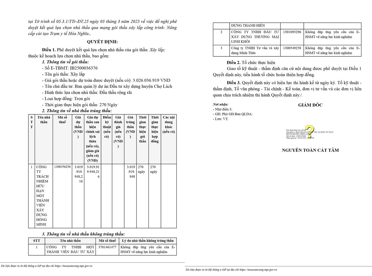 Bến Tre: Cty Hồng Minh trúng thầu nâng cấp trạm y tế Hòa Nghĩa Ben Tre: Cty Hong Minh trung thau nang cap tram y te Hoa Nghia