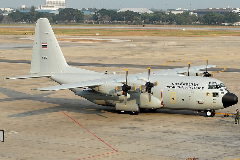 Không quân vận tải Thái Lan ở mức trung bình với tầm 50 chiếc, nòng cốt là 12 máy bay vận tải C-130H. Nguồn ảnh: Wiki