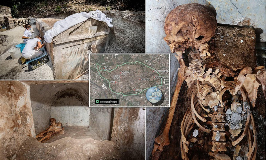 Thành phố cổ Pompeii, Italy bị chôn vùi trong tro bụi núi lửa khi núi Vesuvius phun trào vào năm 79 sau Công nguyên. Trong cuộc khai quật mới đây, các chuyên gia phát hiện một xác ướp còn nguyên mái tóc trắng trong ngôi mộ cổ gần 2.000 tuổi.