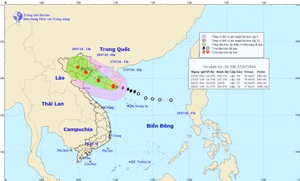 Đường đi của bão số 1. Ảnh: NCHMF.