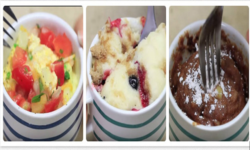 3 món ăn sáng hấp dẫn làm bằng một chiếc cốc.