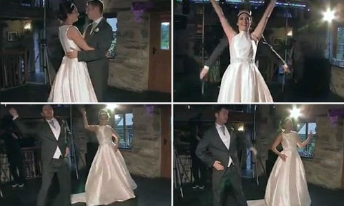 Màn nhảy sôi động của cặp đôi trong đám cưới của họ.