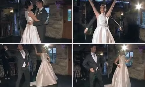 Màn nhảy sôi động của cặp đôi trong đám cưới của họ.