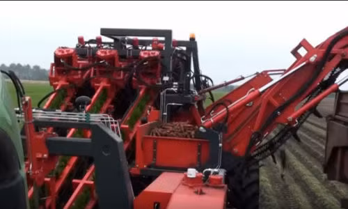 Cận cảnh chiếc máy thu hoạch cà rốt.