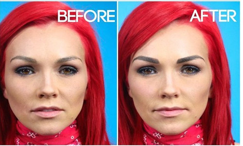 Lông mày trước và sau khi kẻ.