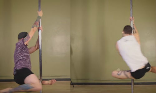 Hình ảnh múa cột của các cặp đôi.