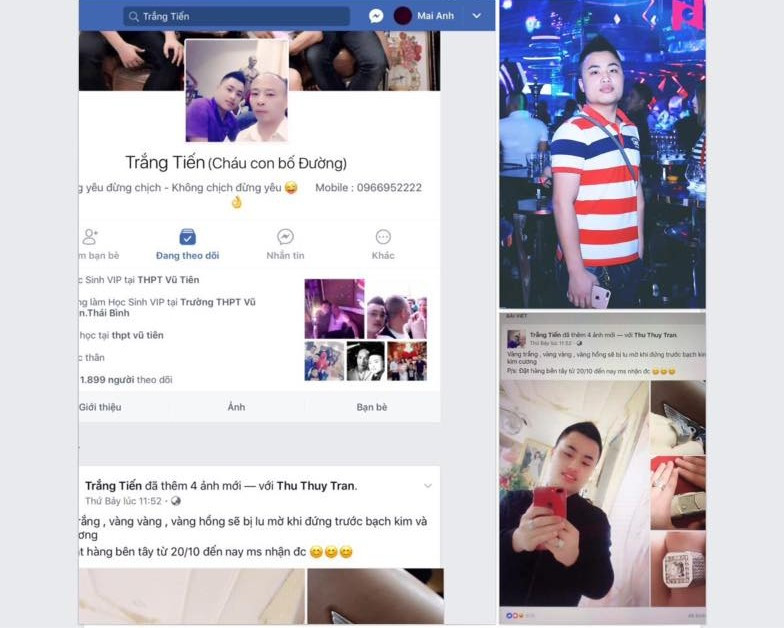 Với mác con nuôi của Đường “Nhuệ”, Tiến “Trắng” trở thành tay chân giúp sức đắc lực cho trùm giang hồ đất Thái Bình này. Tiến “Trắng” từng bị người dân tố cáo nhận lệnh của bố nuôi dẫn người cầm theo đao kiếm xuống chiếm giữ, đập phá tan hoang trụ sở của doanh nghiệp chế biến, sản xuất gỗ ở xã Vũ Chính, TP Thái Bình vì chưa trả nợ.