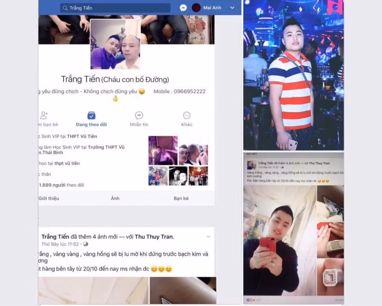 Với mác con nuôi của Đường “Nhuệ”, Tiến “Trắng” trở thành tay chân giúp sức đắc lực cho trùm giang hồ đất Thái Bình này. Tiến “Trắng” từng bị người dân tố cáo nhận lệnh của bố nuôi dẫn người cầm theo đao kiếm xuống chiếm giữ, đập phá tan hoang trụ sở của doanh nghiệp chế biến, sản xuất gỗ ở xã Vũ Chính, TP Thái Bình vì chưa trả nợ.