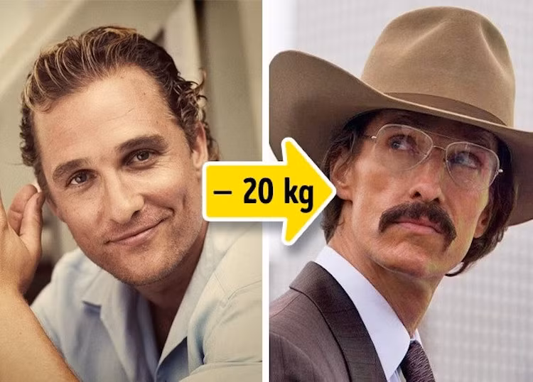 Matthew McConaughey khiến công chúng "khiếp vía" với khả năng giảm cân thần sầu. Anh đã giảm được 20 kg trước khi bắt đầu quay vai chính trong "Dallas Buyers Club".