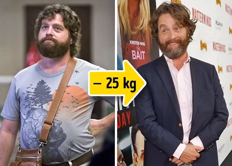 Zach Galifianakis đã quyết tâm cao độ, giảm được 25 kg trước khi kết hôn với Quinn Lundberg.