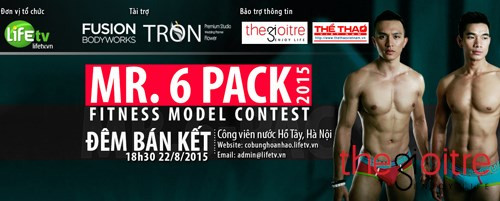 Nội dung thi tại Hà Nội ở vòng bán kết Cuộc thi Trai đẹp 6 múi - Mr.6 Pack gồm 3 phần: thi chụp ảnh thể hiện phong cách, thể lực và trình diễn tại sân khấu chính của đêm bán kết Mr.6 Pack sẽ diễn ra từ 18h30 đến 20h tối 22/8.