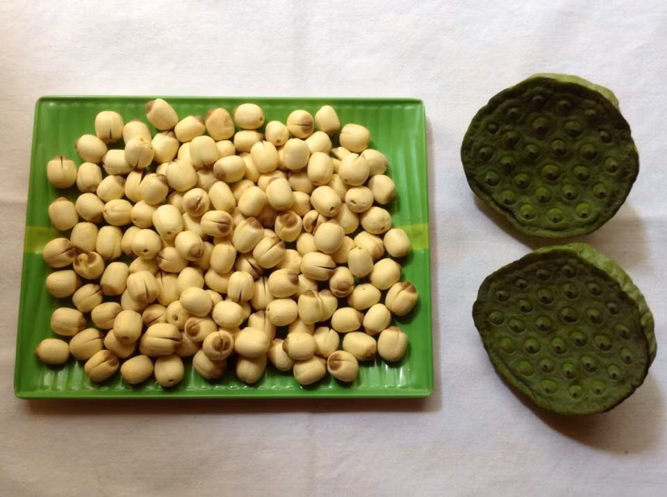 Bước 1: Hạt sen tươi rửa sạch, để ráo