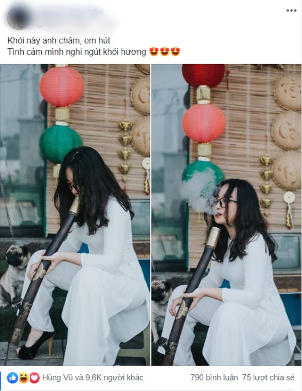 Trước đó cư dân mạng cũng từng ngán ngẩm trước những hình ảnh tương tự , thậm chí còn có cả hình ảnh nữ sinh đang mặc áo trắng và ngồi phì phèo thuốc rất phản cảm.