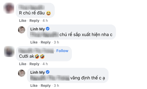 Bên dưới bức ảnh, nhiều người đã đặt câu hỏi cho Mỹ Linh như: "Lại làm cô dâu hả chị?", "Chị sắp cưới à?", "Cô dâu xinh quá"... Thậm chí có người còn chúc Mỹ Linh hạnh phúc hậu ly hôn Huy Cung.
