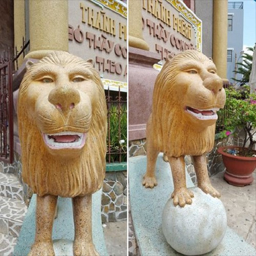 Một chàng sư tử đá mũi to, tóc vuốt bảnh bao từng được cư dân mạng đưa lên sóng với lời bình không thể hài hơn.