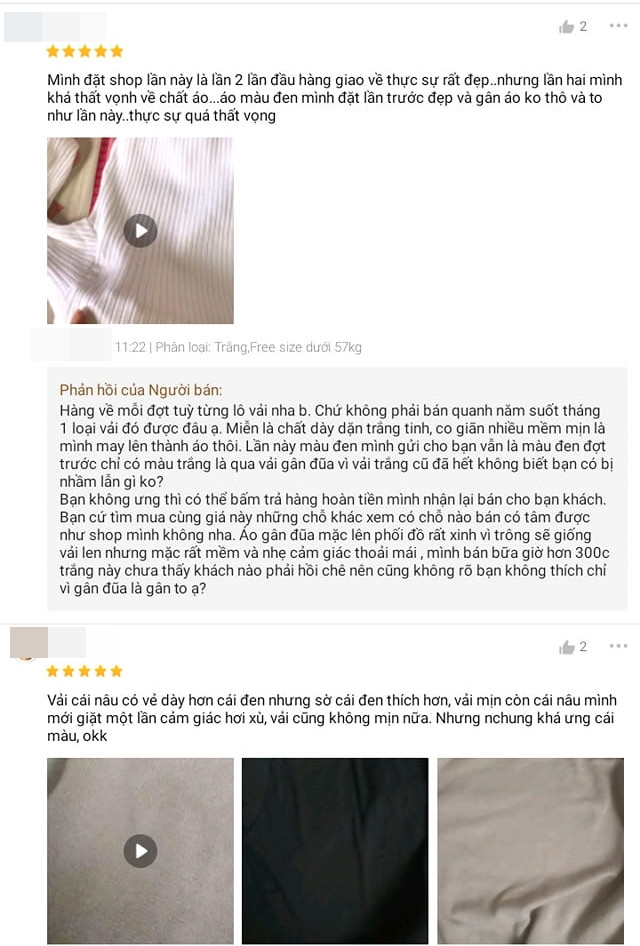 Theo dõi phần đánh giá của shop online này nhiều người còn phát hiện ra người bán hàng còn rất chăm chỉ dành thời gian trả lời từng ý kiến phàn nàn từ phía khách hàng.