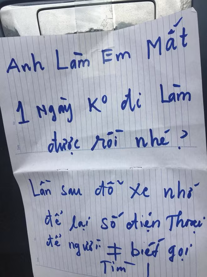 Thay vì quát mắng hay có hành động làm hỏng hóc xe cộ thì chủ nhà này đã để lại tờ giấy nhắc nhở.