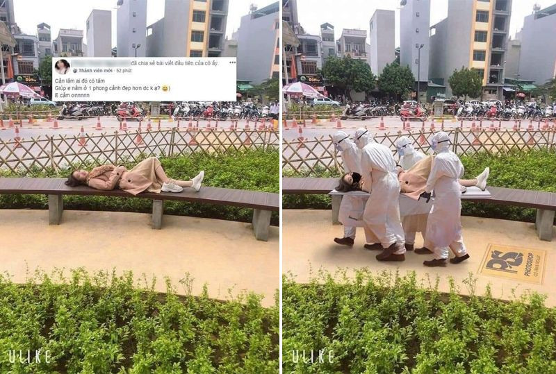 Hay trường hợp một cô gái nằm ngoài công viên nhờ dân mạng sửa ảnh, nhưng cái kết nhận về bị đưa đi cách ly một cách không ngờ đến.