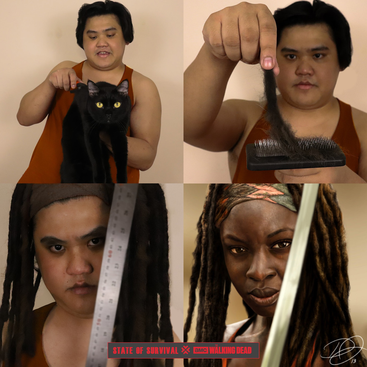 Thông thường những bức ảnh của Anucha Saengchart gồm 4 tấm hình nhỏ ghép lại. Tấm đầu tiên và thứ 2 là giới thiệu vật dụng cosplay, tấm thứ 3 là tác phẩm của mình, còn thứ 4 là nhân vật gốc.