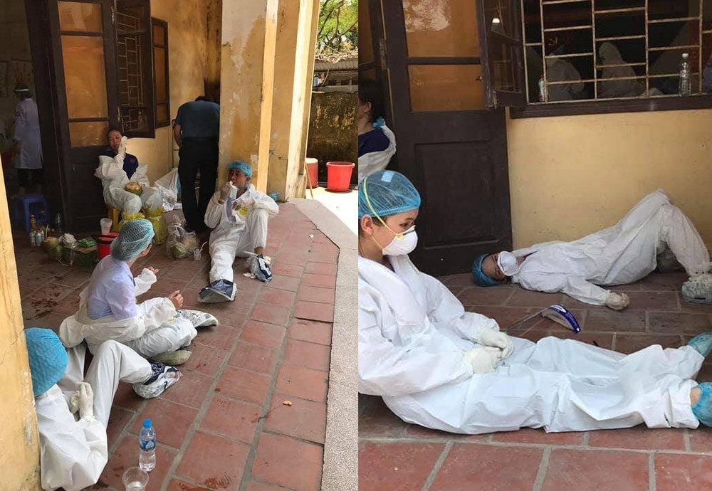 Xót xa hình ảnh cán bộ y tế chống dịch giữa trời nắng nóng Xot xa hinh anh can bo y te chong dich giua troi nang nong