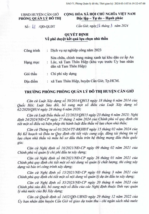 Cty Anh Khoa “không đối thủ” tại gói thầu của Phòng QLĐT Cần Giờ Cty Anh Khoa “khong doi thu” tai goi thau cua Phong QLDT Can Gio